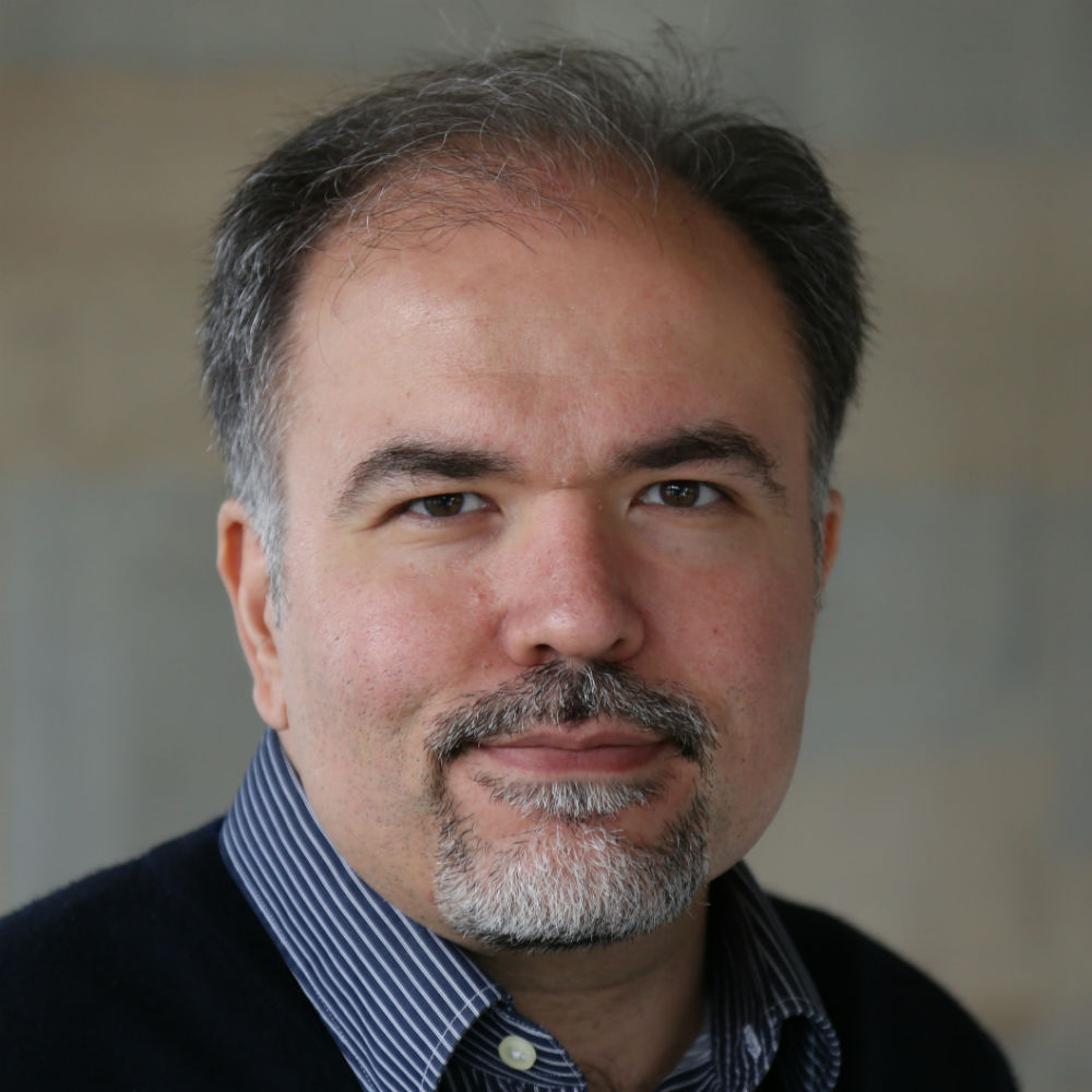 A man with greying hair and a grey beard looking the camera.